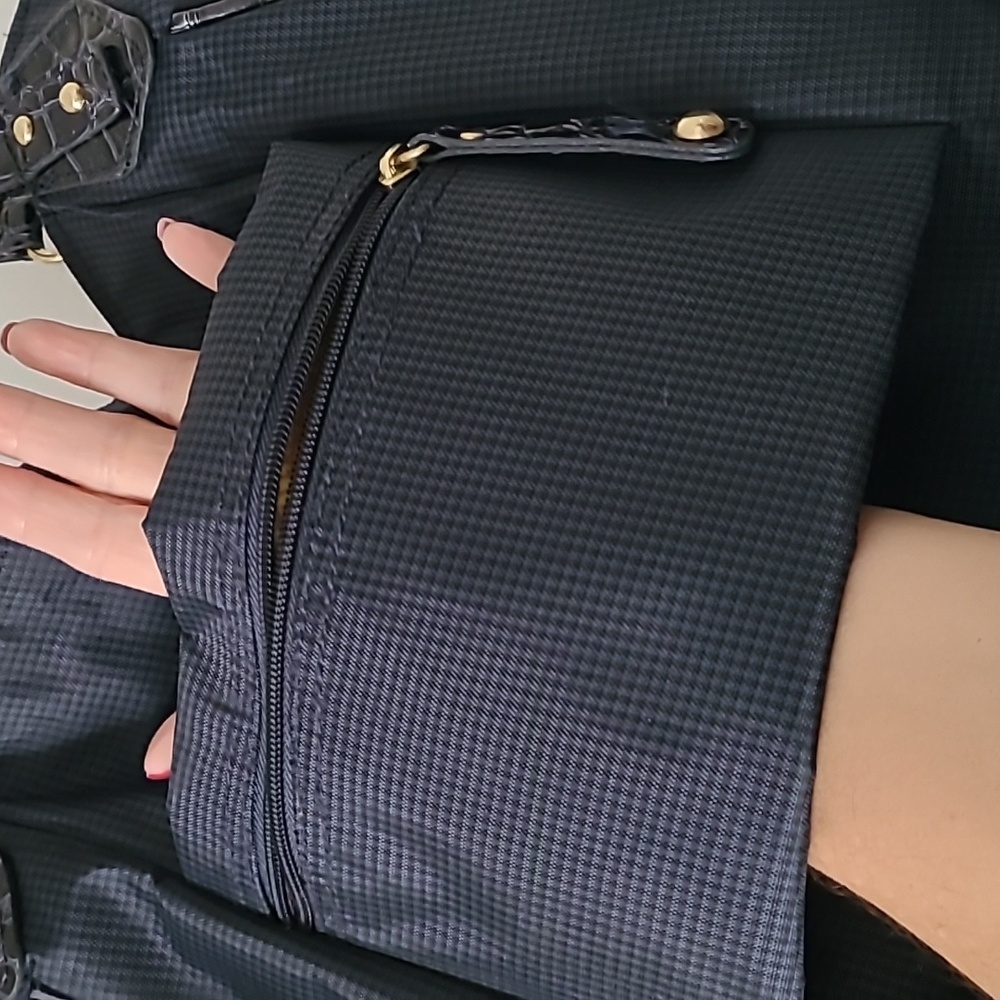 Samantha Brown Carry-on Bag With Trolley Sleeve Navy Blue Croc Embossed Accents - Picture 6 of 14